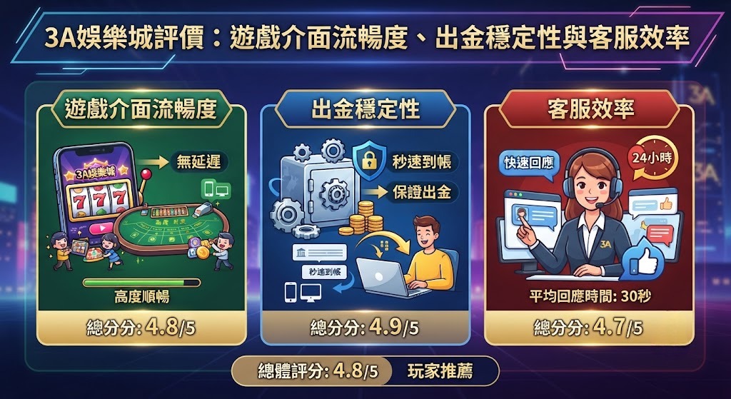 遊戲介面流暢度、出金穩定性與客服效率